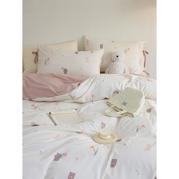 送你一朵花 原創可愛新疆棉磨毛三四件套床單被套秋冬兒童房小熊