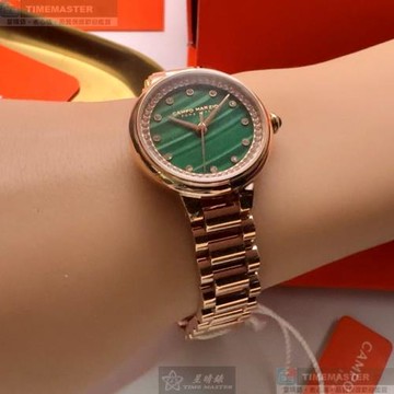 CampoMarzio 凱博馬爾茲女錶 28mm 玫瑰金圓形精鋼錶殼 綠色貝母中三針顯示, 貝母, 鑽圈錶面款 CMW0029