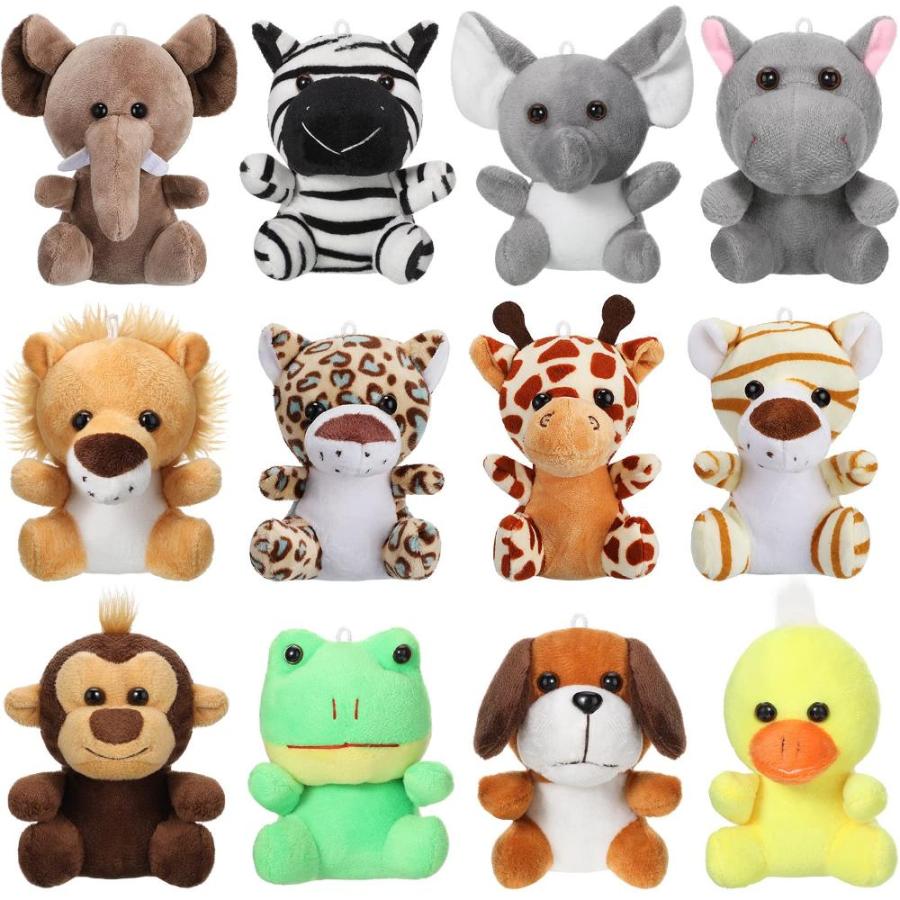 12 Pieces Mini Stuffed Forest Animals Jungle Animal Plush Toys in 4.8 Inch