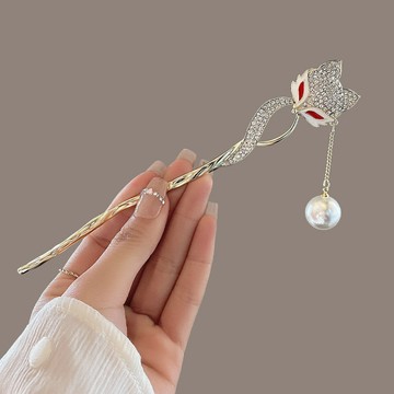 9號倉庫 古風髮簪 發叉 簪子 高檔狐貍珍珠發簪女 高級感髮簪 簡約古風頭飾 新中式流蘇髮簪 漢服旗袍簪子 髮飾 發插