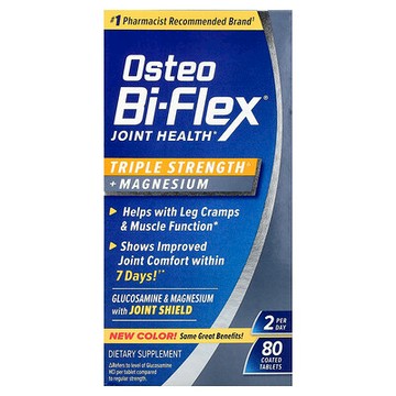 Osteo Bi-Flex, 關節健康，三倍效力 + 鎂，80 片包衣片