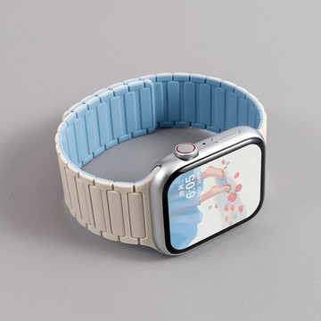坦克履帶 硅膠 雙色磁吸錶帶 適用 Apple Watch 11 10 9 8 7 6 SE 42mm 46mm 錶帶