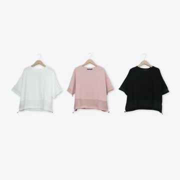 【MASTINA】拼接設計休閒T 黑 白 粉(魅力商品)