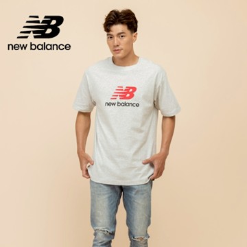 【New Balance】撞色NB短袖上衣_男性_淺灰色_MT51500AHH