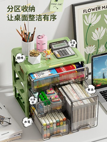 抽屜式桌面收納盒 辦公室書桌整理雜物文具化妝品置物架 儲物箱宿舍【不二雜貨】