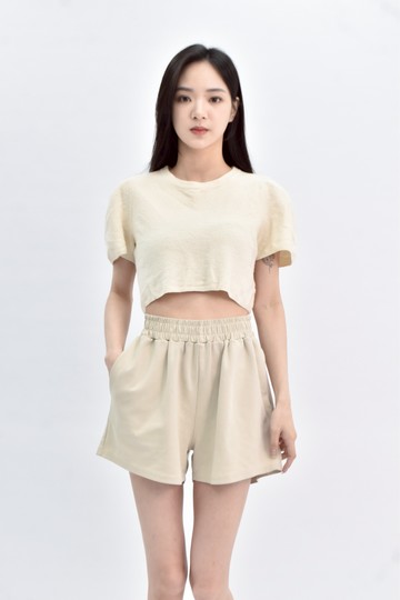 (S) lilylikes 羊毛短版純羊毛黃色短袖上衣