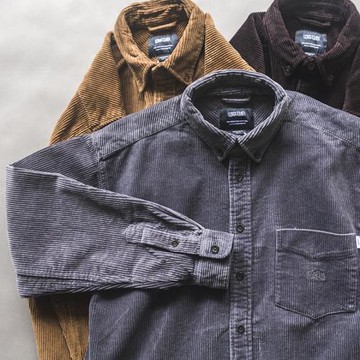 復古工裝美式休閑燈芯絨長袖襯衫修身疊穿內搭外套條絨寸衣男秋冬