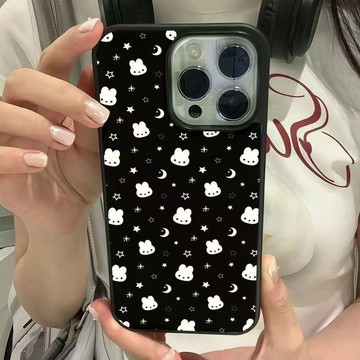隔日到店🚚 韓系質感月亮星星小兔適用蘋果18簡約iphone 17 promax手機殼16韓系15可愛14質感13防摔殼
