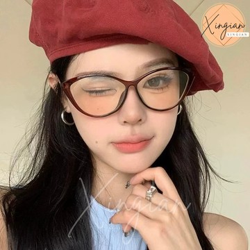 🌼X-I SHOP🌼台灣現貨🇹🇼高質感歐美貓眼顯瘦細框眼鏡 修飾臉型 平光鏡 Y2K 造型 質感 時髦 無度數22029