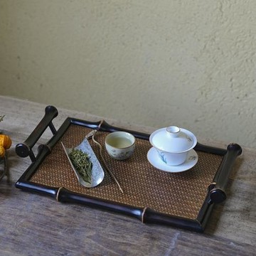 中式禪意筇竹竹編奉茶盤干泡臺茶盤茶具收納盤杯墊茶席茶具托盤