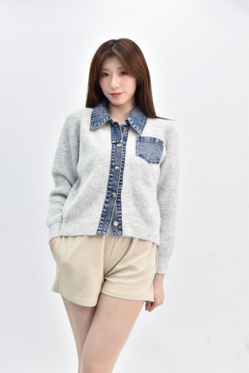 (L) hip tique 韓牌排扣灰色長袖上衣
