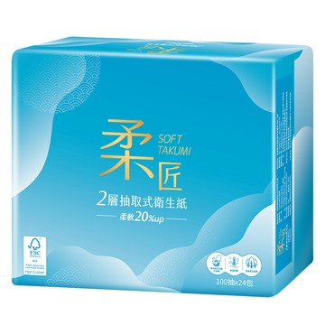 [箱購]柔匠二層抽取式衛生紙FSC100抽X24 x 3Bag袋