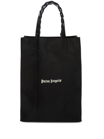 Palm Angels - logo-print tote bag - unisex - Polyamide/Cotton/Leather - One Size - Black
