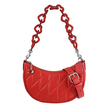 COACH MIRA 心形肩帶絎縫皮革手提斜背兩用包(紅)