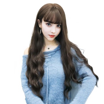 長假髮整頂假髮-齊瀏海大波浪捲髮仿真女假髮4色73vs26【獨家進口】【米蘭精品】