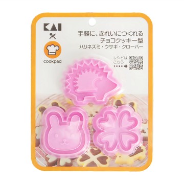 [福利商品]4-4_貝印日本製cookpad寶石餅乾壓模-刺蝟-兔子-幸運草-1個