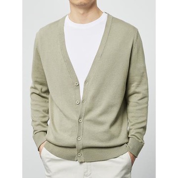 墨麥客春秋季針織開衫外套男士棉質空調衫韓版V領休閑薄款毛衣