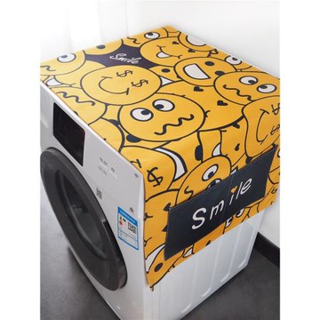 北歐笑臉滾筒洗衣機罩子冰箱蓋布藝套防塵全自動床頭柜遮陽帶口袋