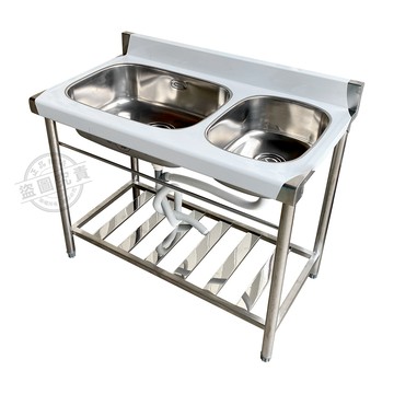 【Abis】加牆款304不鏽鋼100CM洗台雙槽式大小水槽(3.3尺)左大右小