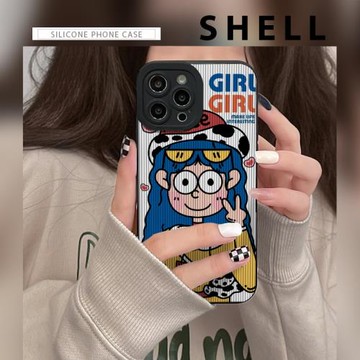 IPJ酷女孩適用15蘋果13手機殼iphone12新款xs max可愛卡通少女11 pro max韓式個性甜酷少女7/8plus防摔硅膠14
