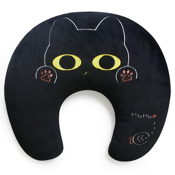 Aninara Hello Cat 肚臍抱抱靠墊  57 x 52 cm  妙妙 黑色