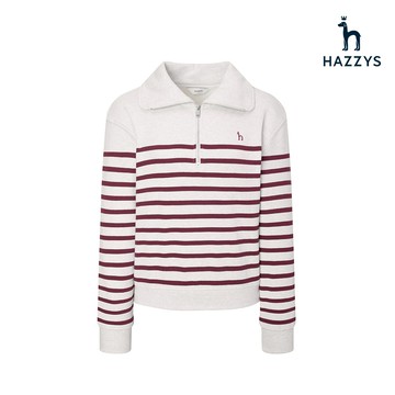 【HAZZYS】女款灰色柔軟舒適材質復古設計遮陽功能強長袖拉鍊棉衫 YSWED802