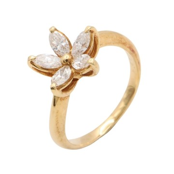 JEWELRY 無品牌珠寶 Floral 戒指 #49 鑽石 18K黃金 【二手名牌BRAND OFF】
