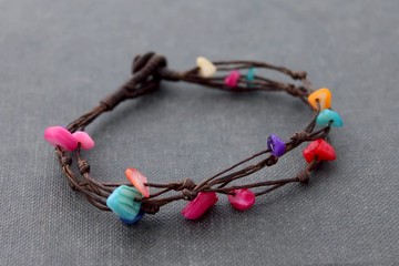 編織手鍊染色珍珠自由形式簡單鏈手鐲打結友誼