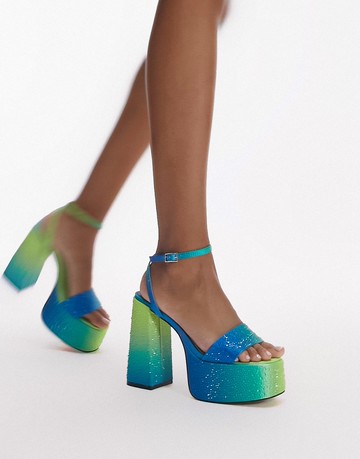 Topshop Sutton chunky two part platform in blue