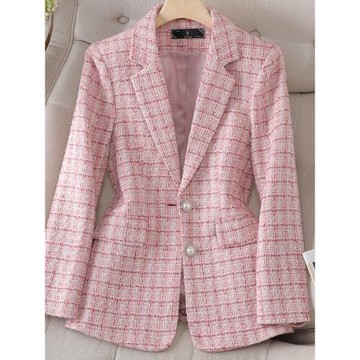 名媛小香風西裝女毛呢外套2025春秋季新款加厚氣質高級感格子上衣