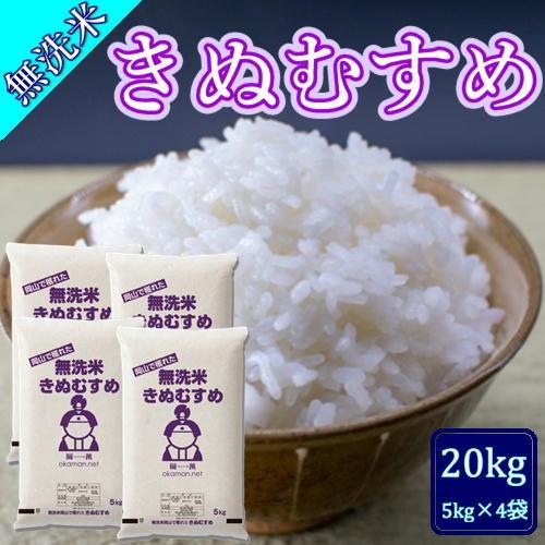 無洗米 5年産 新米 きぬむすめ 20kg (5kg×4袋) 岡山県産 米 送料無料