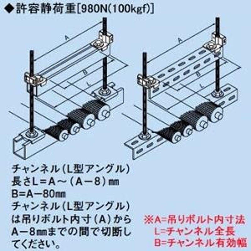 因幡電工 中間吊り金具 チャンネル・L型アングル支持金具 3方向取付対応 SCC-1N | LINEブランドカタログ