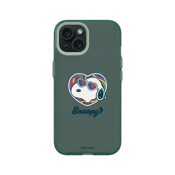 iPhone 15 Clear 憂墨綠 - 史努比 Snoopy - 愛心墨鏡