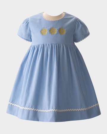 Girl's Snowflake Embroidered Dress, Size 6M-24M