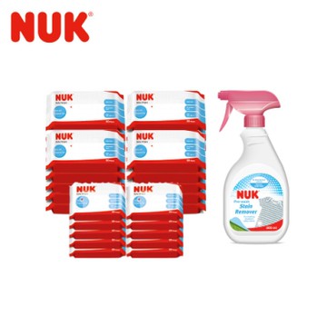 德國NUK-濕紙巾80抽20包+20抽10包+衣物去漬劑500ml