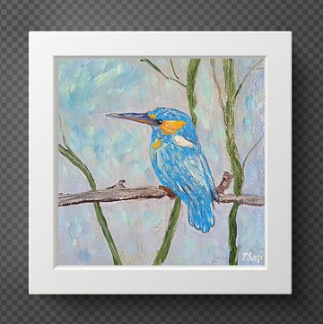 绘画与鸟类原画蓝鸟15x15cm鸟类艺术为鸟类爱好者