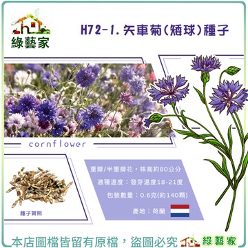 【綠藝家】H72-1.矢車菊種子0.6克(約140顆)