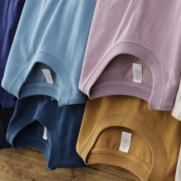 新款夏季寬松基礎款225G純棉T恤情侶純色TEE打底衫體恤圓領短袖男