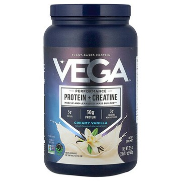 Vega, 植物基表現提升蛋白質 + 肌酸，奶油香草味，2 磅 1.9 盎司（960 克）