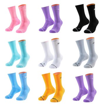 BALLHO襪子男長襪潮長筒襪運動吸汗加厚毛巾襪中筒高幫糖果色夏季