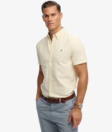 Superdry Men's Preppy Oxford Short Sleeve Shirt Yellow Size: S