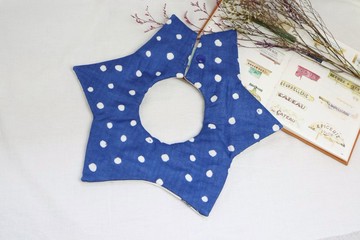 Hello baby系列。星星兜│八重紗口水巾  圍兜:::不規則點點(藍)