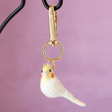 和紙小物 鑰匙圈 葵花鳳頭鸚鵡 珍珠白 鸚鵡 鳥類 飼養鳥