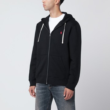 Black brushed cotton zip sweatshirt