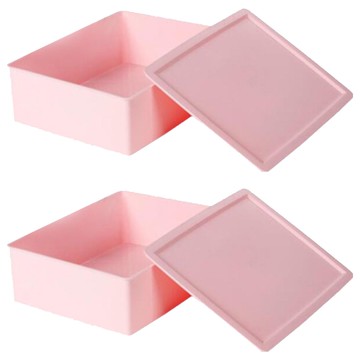 居家內衣加高1格收納盒 附蓋設計 多層疊放 節省收納空間  2個  31 x 24 x 12cm  粉色