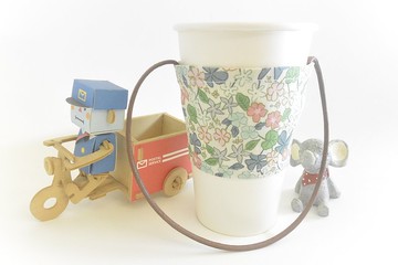 環保布杯套- 綠碎花