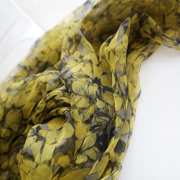 桑蠶絲絲巾女蘇州黃色混紡真絲圍巾薄款紗巾長款春夏沙巾冬季百搭