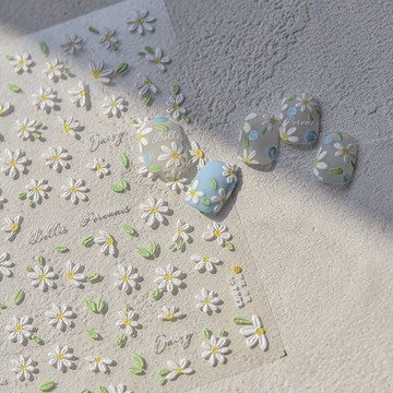 日系乾燥花美甲貼紙 浮雕立體乾花指甲貼  彩色花圈 夢幻清新花朵 小碎花 高質感花卉美甲素材 穿戴甲裝飾