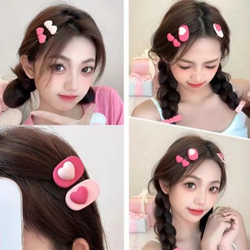 UNICO 韓系甜美粉百搭蝴蝶結愛心小花邊夾/髮夾-8入