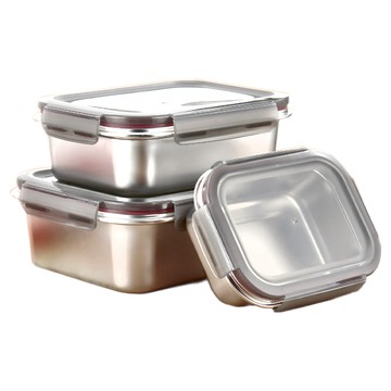 FRANCASINO 弗南希諾 不鏽鋼保鮮盒 304不鏽鋼材質 食品級PP+矽膠圈 0.65L/1.3L/2.25L  3件  1組